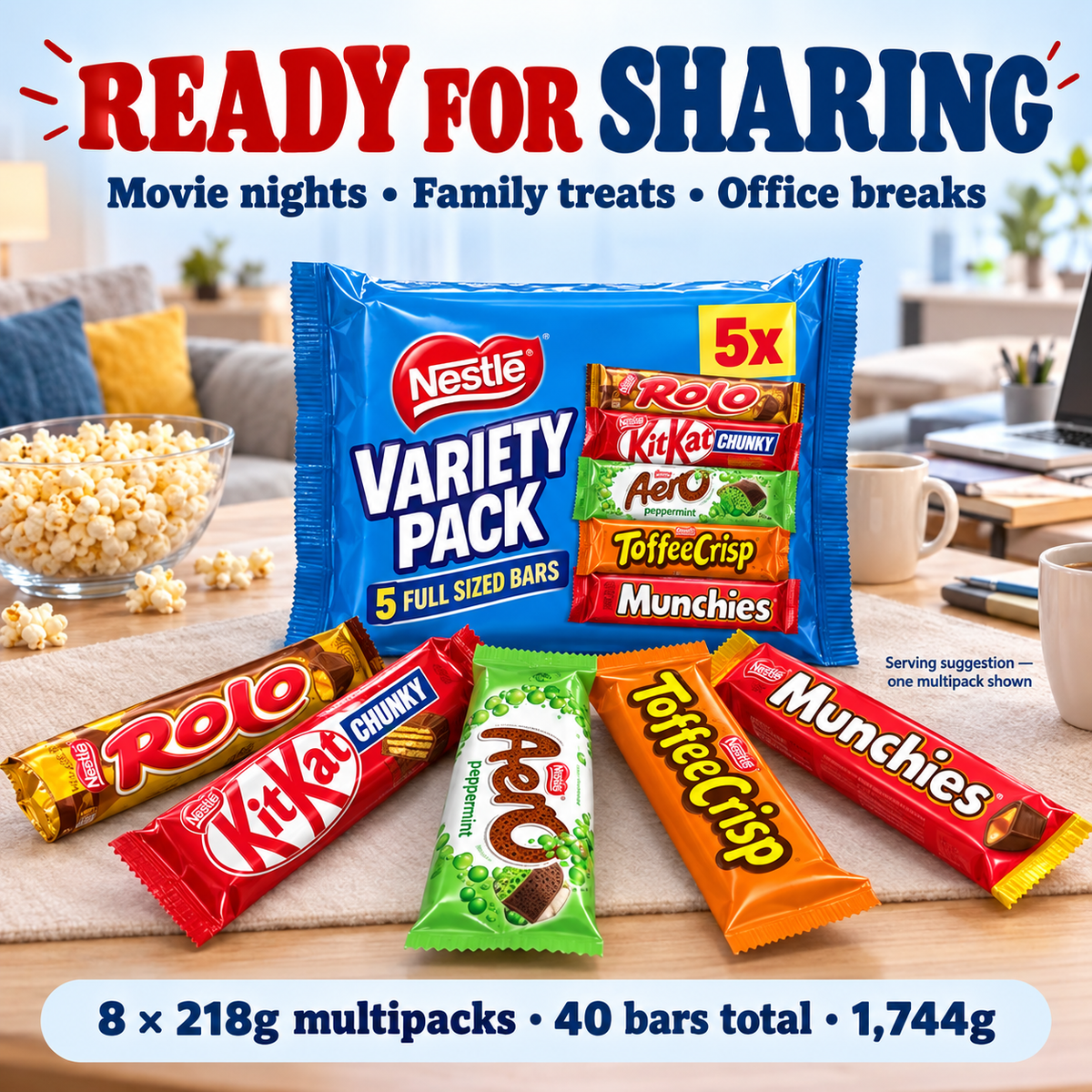 Serving suggestion for the Nestlé Variety eight-multipack bundle