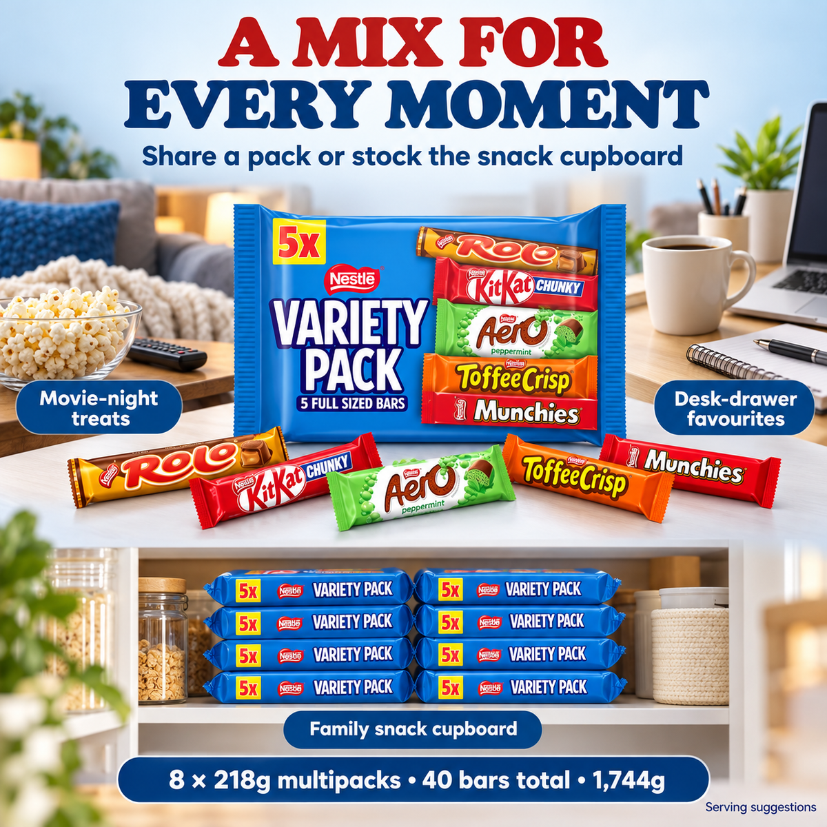 Nestlé Variety chocolate for movie nights, office breaks and the snack cupboard